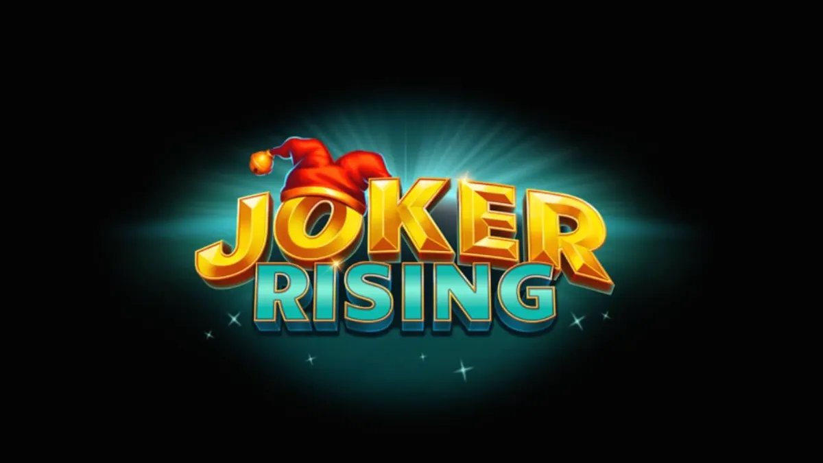 Tampilan visual slot Joker Rising dengan simbol buah neon dan karakter Joker